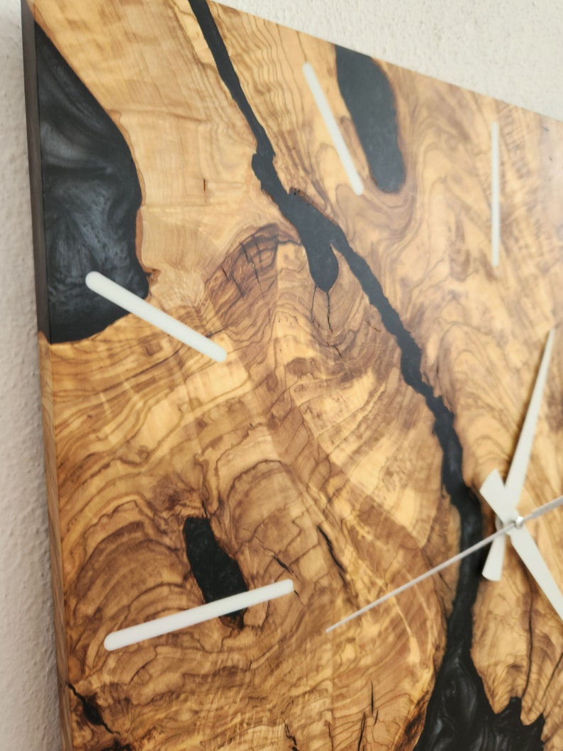 Dark Nature | Resin & Olive Wood Wall Clock