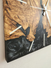 Dark Nature | Resin & Olive Wood Wall Clock
