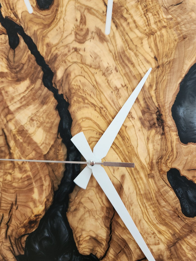 Dark Nature | Resin & Olive Wood Wall Clock