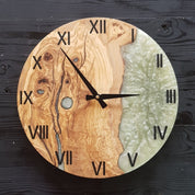 Forest Pearl | Resin & Olive Wood Wall Clock