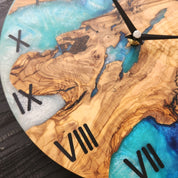 Sea Harmony | Resin & Olive Wood Wall Clock