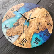 Sea Harmony | Resin & Olive Wood Wall Clock