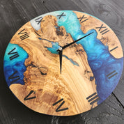 Sea Harmony | Resin & Olive Wood Wall Clock