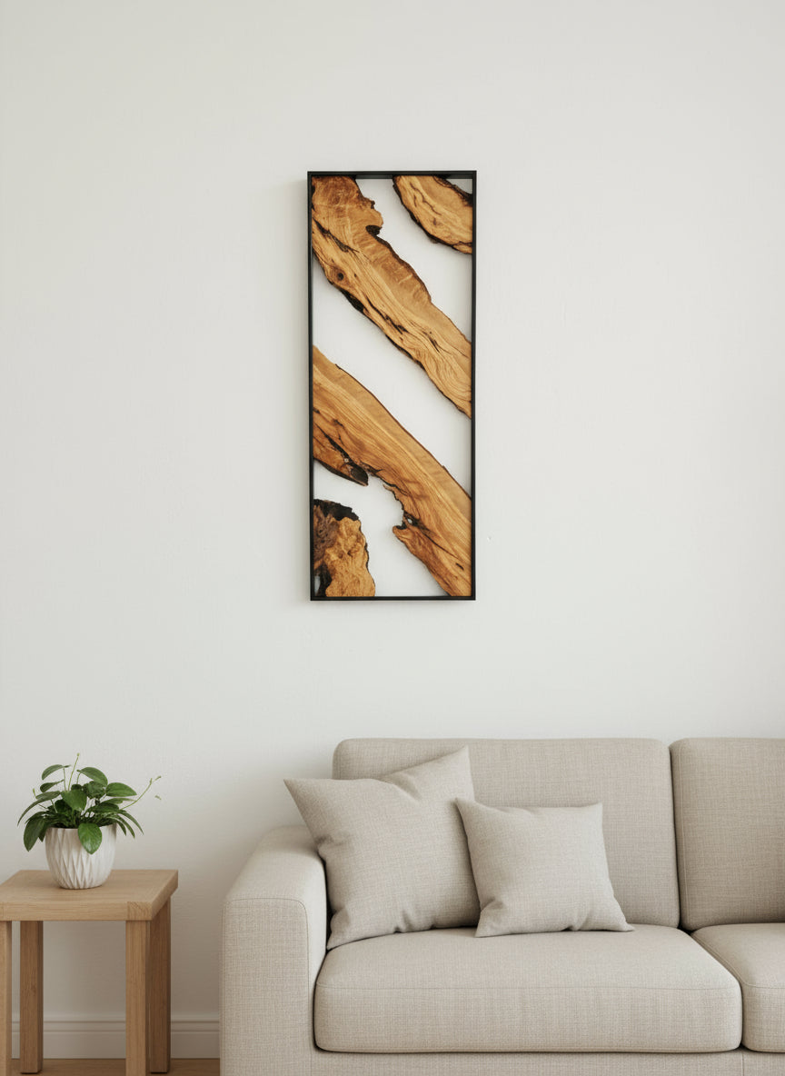 Metal and Wooden Wall Art, Olive Wood Wall Decor, Wall Art, Housewarming Gift, Wood Wall Art, Rustic Wall Art, Live Edge Wood Wall Decor BlackSeaResinWorks