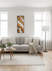 Metal and Live Edge Olive Wood Wall Art | Handcrafted Rustic Home Decor