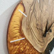 Golden Night | Resin & Olive Wood Wall Clock