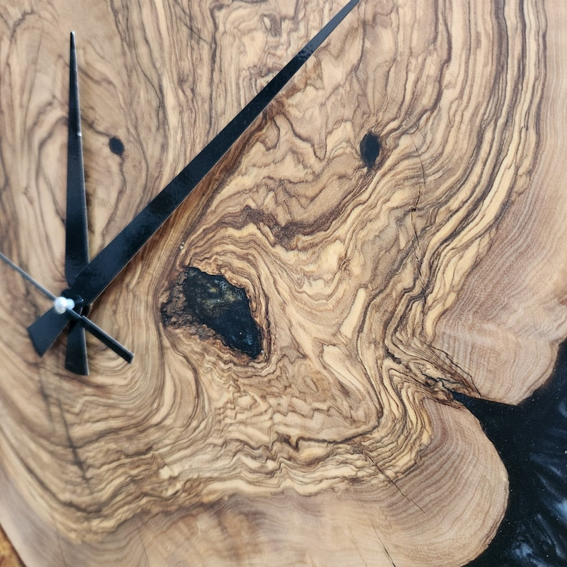 Golden Night | Resin & Olive Wood Wall Clock
