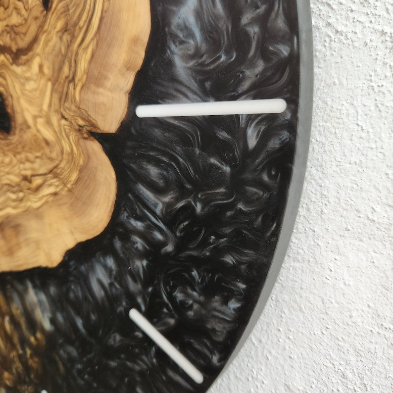 Golden Night | Resin & Olive Wood Wall Clock