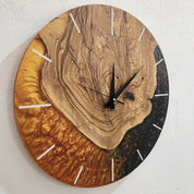 Golden Night | Resin & Olive Wood Wall Clock