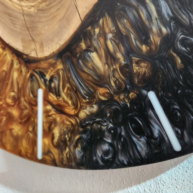Golden Night | Resin & Olive Wood Wall Clock