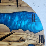 Aqua Roots | Resin & Olive Wood Wall Clock