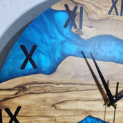 Aqua Roots | Resin & Olive Wood Wall Clock