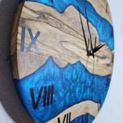 Aqua Roots | Resin & Olive Wood Wall Clock