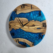 Aqua Roots | Resin & Olive Wood Wall Clock