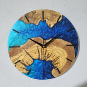 Blue Essence | Resin & Olive Wood Wall Clock