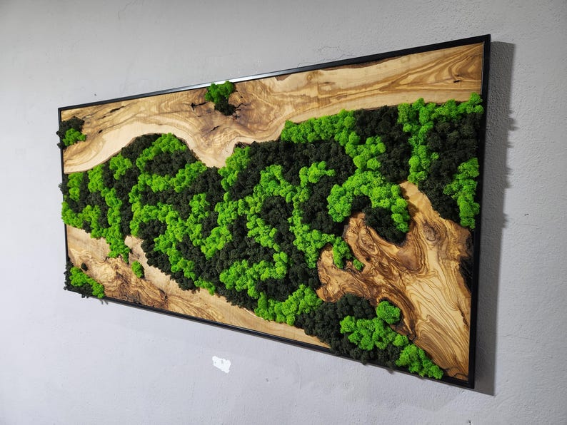 Nature’s River | Luxury Olive Wood & Preserved Moss Wall Art