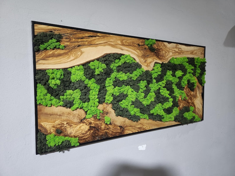 Nature’s River | Luxury Olive Wood & Preserved Moss Wall Art