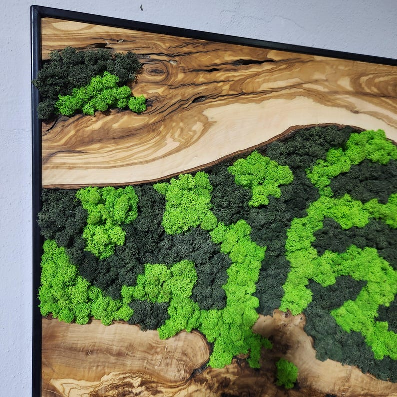 Nature’s River | Luxury Olive Wood & Preserved Moss Wall Art
