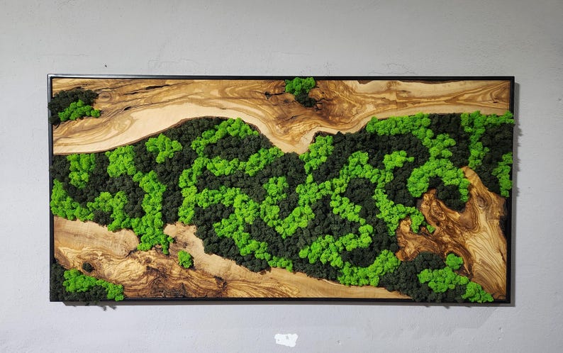 Nature’s River | Luxury Olive Wood & Preserved Moss Wall Art