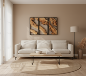 Set Of 3 Metal And Olive Wood Wall Art | Rustic Wall Art
