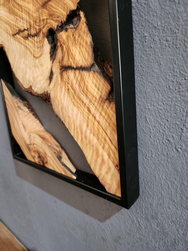 Metal and Wooden Wall Art, Olive Wood Wall Decor, Wall Art, Housewarming Gift, Wood Wall Art, Rustic Wall Art, Live Edge Wood Wall Decor BlackSeaResinWorks