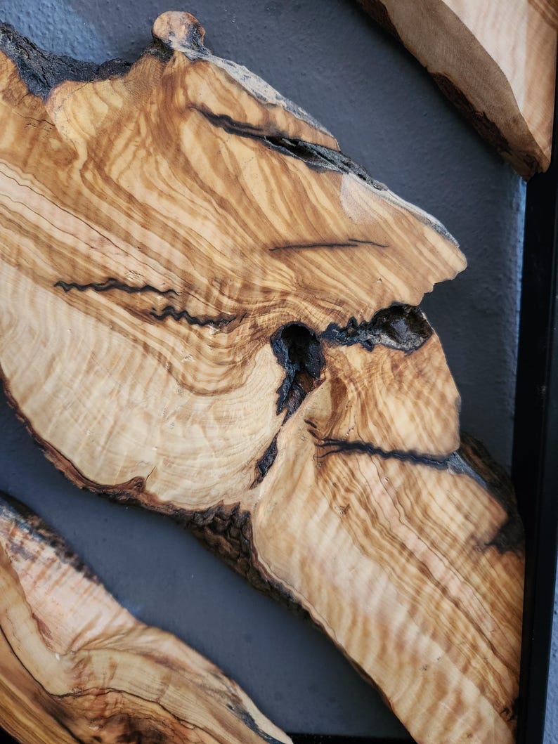Metal and Wooden Wall Art, Olive Wood Wall Decor, Wall Art, Housewarming Gift, Wood Wall Art, Rustic Wall Art, Live Edge Wood Wall Decor BlackSeaResinWorks