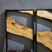 Set of 3 Metal and Wooden Wall Art, 3 Piece Olive Wood Wall Decor, Wall Art, Wood Wall Art, Rustic Wall Art, Live Edge Wood Wall Decor BlackSeaResinWorks