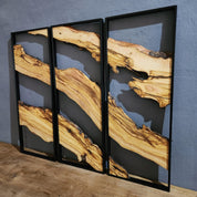 Set of 3 Metal and Wooden Wall Art, 3 Piece Olive Wood Wall Decor, Wall Art, Wood Wall Art, Rustic Wall Art, Live Edge Wood Wall Decor BlackSeaResinWorks