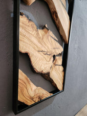 Metal and Wooden Wall Art, Olive Wood Wall Decor, Wall Art, Housewarming Gift, Wood Wall Art, Rustic Wall Art, Live Edge Wood Wall Decor BlackSeaResinWorks