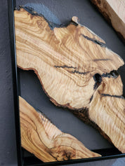 Metal and Wooden Wall Art, Olive Wood Wall Decor, Wall Art, Housewarming Gift, Wood Wall Art, Rustic Wall Art, Live Edge Wood Wall Decor BlackSeaResinWorks