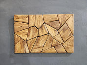 Olive Wood Wall Art | Geometric Mosaic Wooden Wall Panel