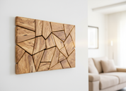 Olive Wood Wall Art | Geometric Mosaic Wooden Wall Panel