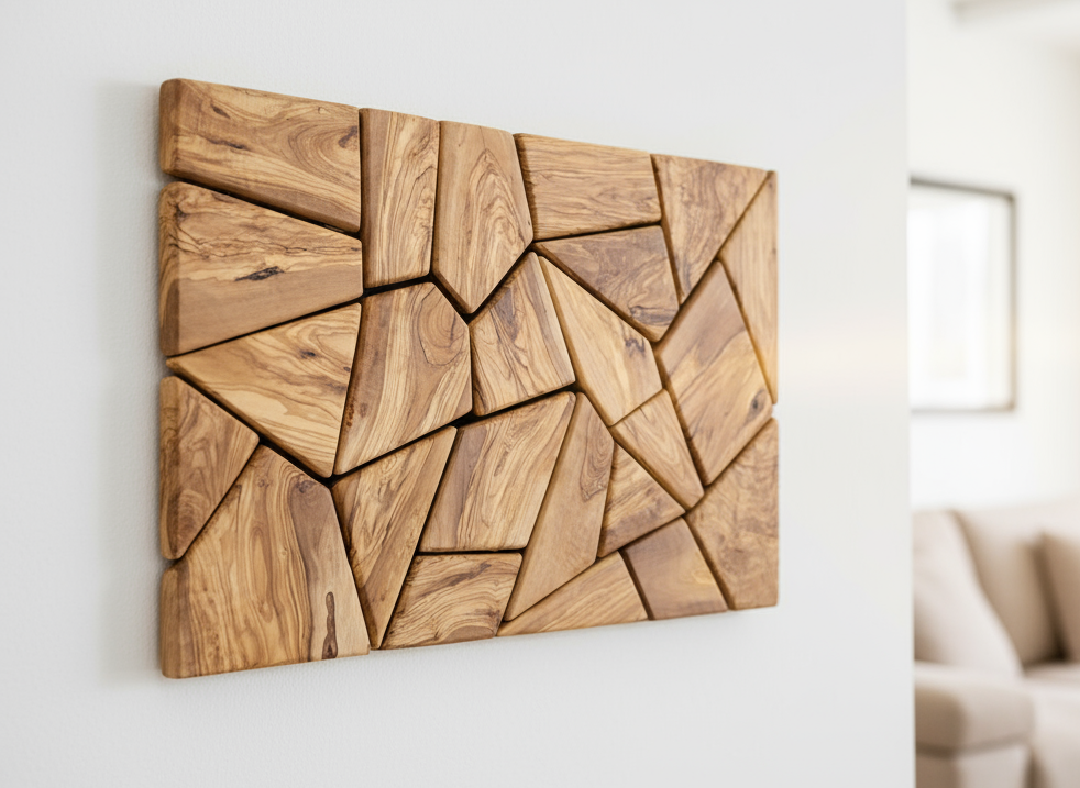 Natural Geometry | Olive Wood Mosaic Wall Art
