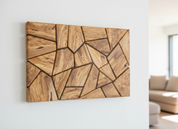 Olive Wood Wall Art | Geometric Mosaic Wooden Wall Panel