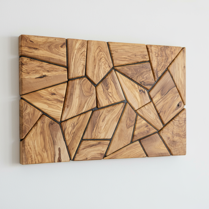Natural Geometry | Olive Wood Mosaic Wall Art