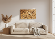 Olive Wood Wall Art | Geometric Mosaic Wooden Wall Panel