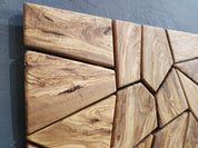 Olive Wood Wall Art | Geometric Mosaic Wooden Wall Panel