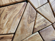 Olive Wood Wall Art | Geometric Mosaic Wooden Wall Panel
