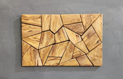 Olive Wood Wall Art | Geometric Mosaic Wooden Wall Panel