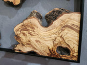 Natural Wood Wall Art with Live Edge Design in Black Frame