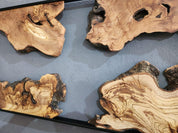 Natural Wood Wall Art with Live Edge Design in Black Frame