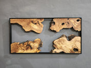 Natural Wood Wall Art with Live Edge Design in Black Frame