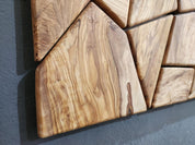 Olive Wood Wall Art | Geometric Mosaic Wooden Wall Panel