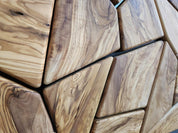 Olive Wood Wall Art | Geometric Mosaic Wooden Wall Panel