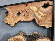 Natural Wood Wall Art with Live Edge Design in Black Frame