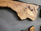 Natural Wood Wall Art with Live Edge Design in Black Frame