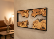Natural Wood Wall Art with Live Edge Design in Black Frame