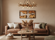 Natural Wood Wall Art with Live Edge Design in Black Frame