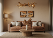 Natural Wood Wall Art with Live Edge Design in Black Frame