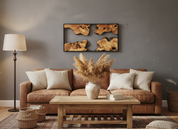 Natural Wood Wall Art with Live Edge Design in Black Frame